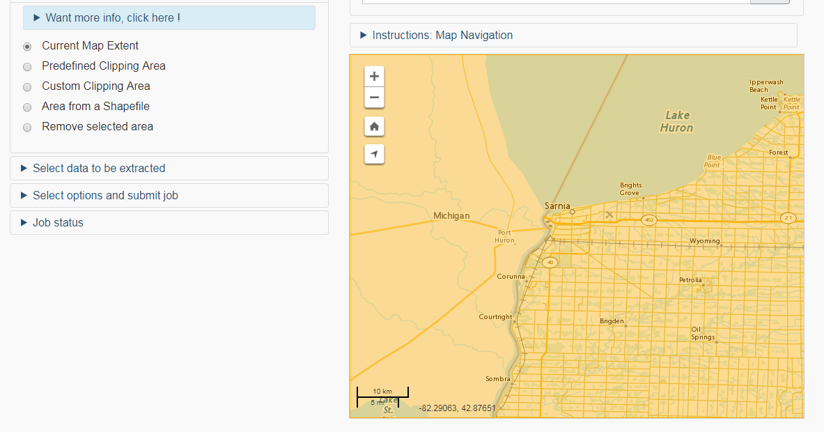 Setting study area for downloading CanVec data