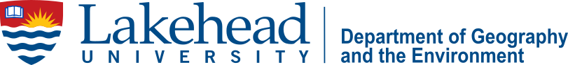 Lakehead University Department of Geography and the Environment identity and logo