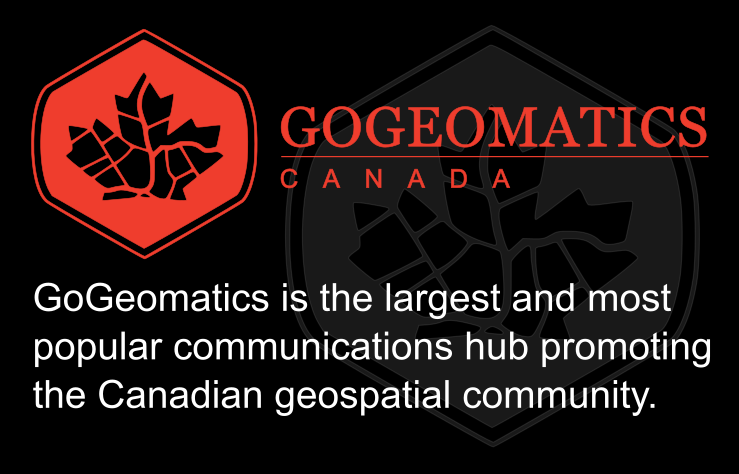 GoGeomatics logo reading "GoGeomatics is the largest and most popular communications hub promoting the Canadian geospatial community."